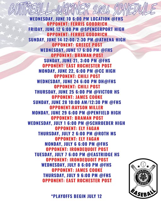 Baseball Schedule 2026